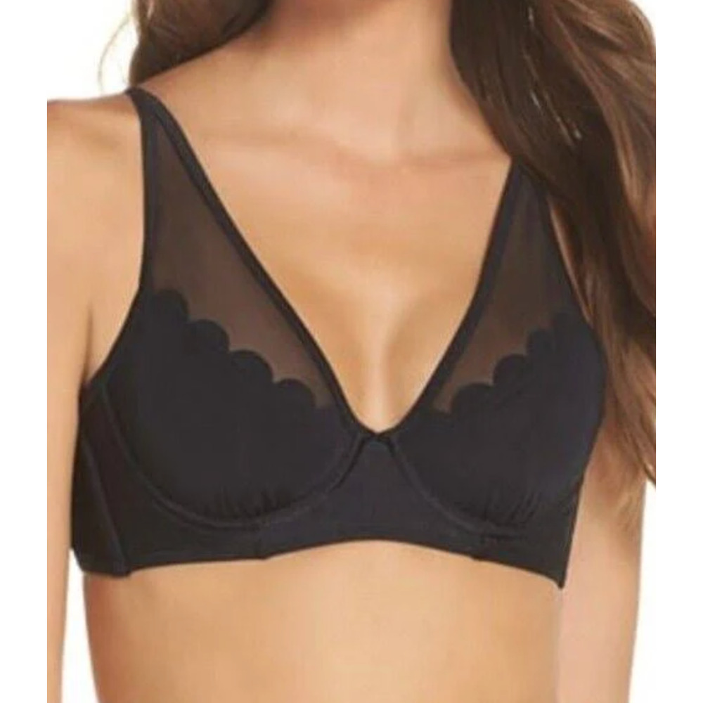 Ted Baker Bikini Top Kerona Scallop Mesh Cupped 32DD/E Black NEW